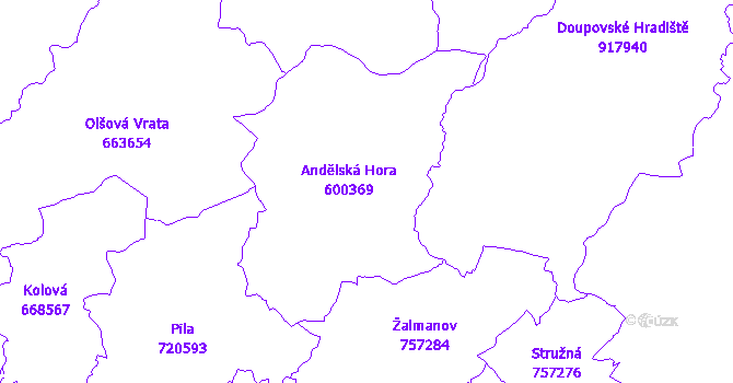 Katastrální mapa Andělská Hora