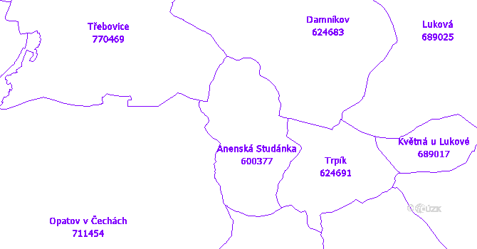 Katastrální mapa Anenská Studánka