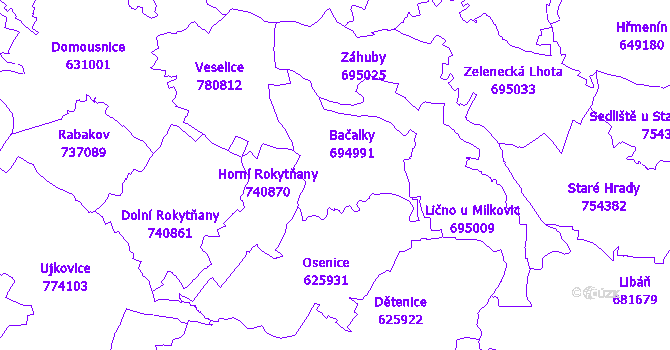Katastrální mapa Bačalky