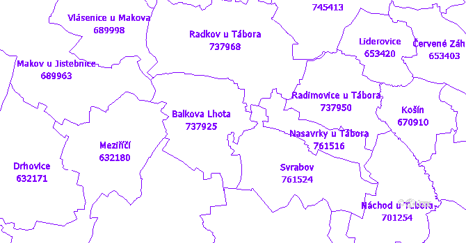 Katastrální mapa Balkova Lhota