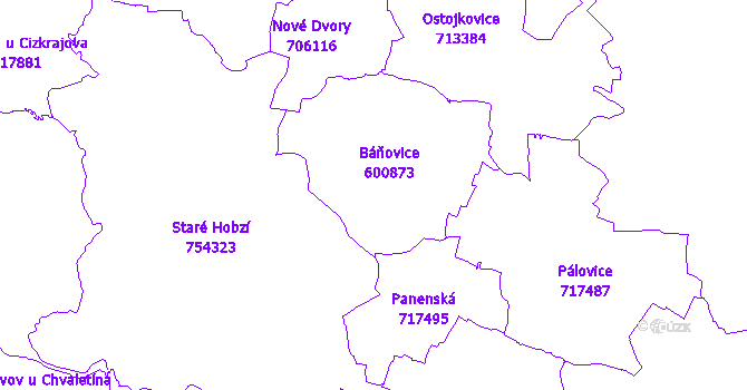Katastrální mapa Báňovice