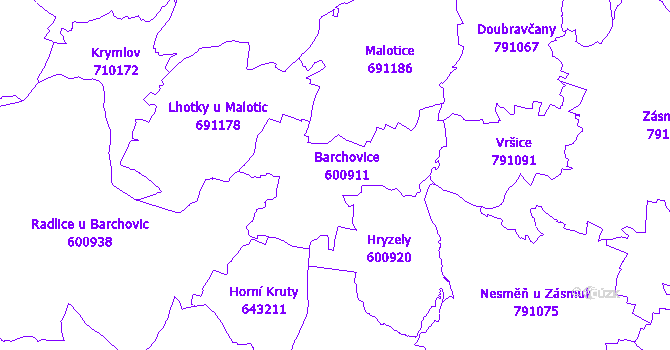 Katastrální mapa Barchovice