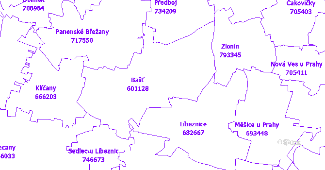 Katastrální mapa Bašť
