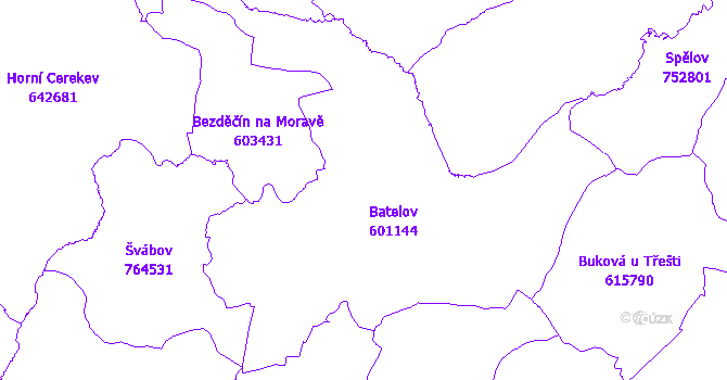 Katastrální mapa Batelov