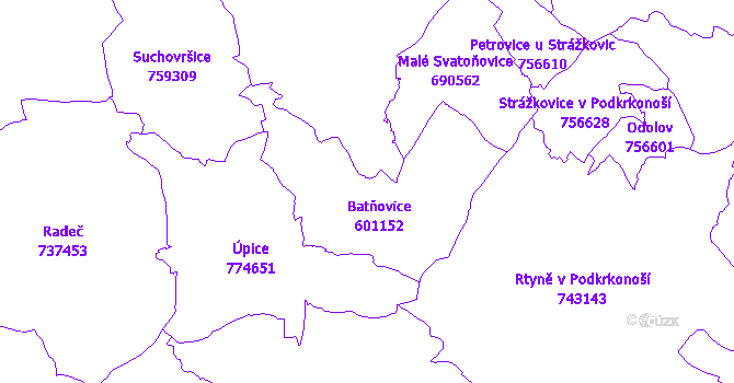 Katastrální mapa Batňovice
