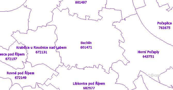 Katastrální mapa Bechlín
