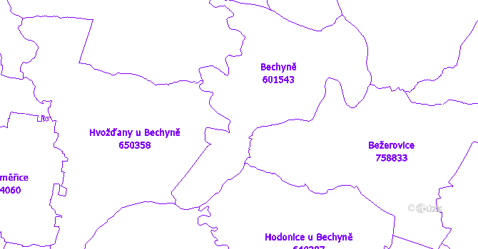 Katastrální mapa Bechyně