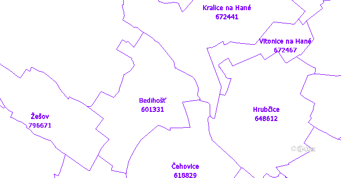 Katastrální mapa Bedihošť
