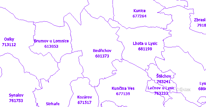 Katastrální mapa Bedřichov