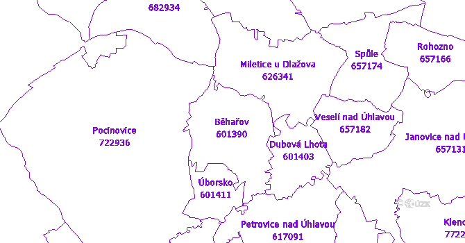 Katastrální mapa Běhařov