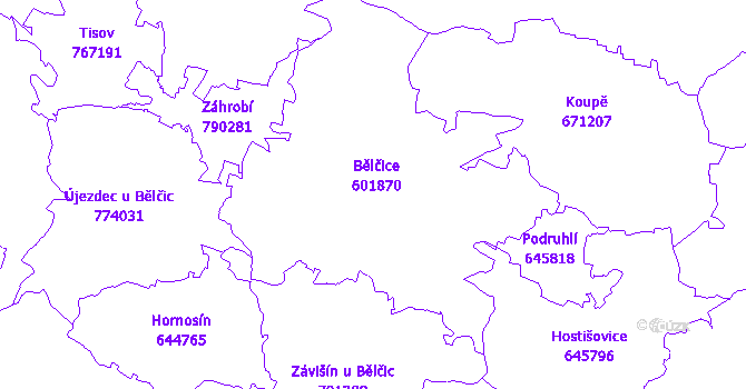 Katastrální mapa Bělčice
