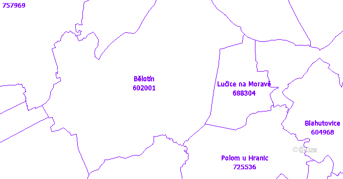 Katastrální mapa Bělotín
