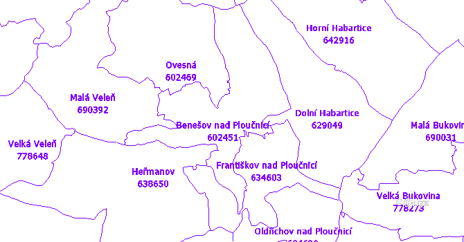 Katastrální mapa Benešov nad Ploučnicí