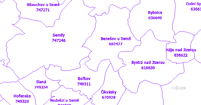 Katastrální mapa Benešov u Semil
