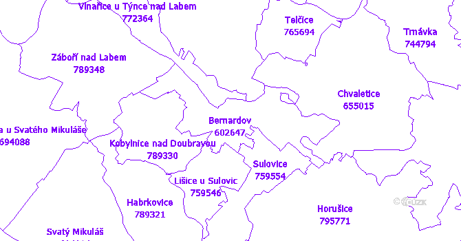 Katastrální mapa Bernardov