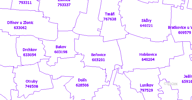 Katastrální mapa Beřovice