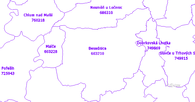 Katastrální mapa Besednice