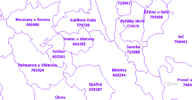 Katastrální mapa Běstvina
