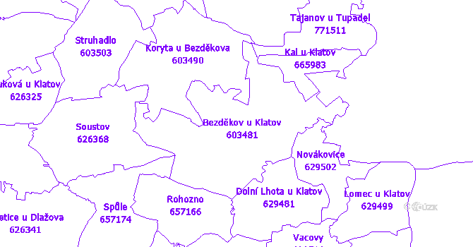 Katastrální mapa Bezděkov