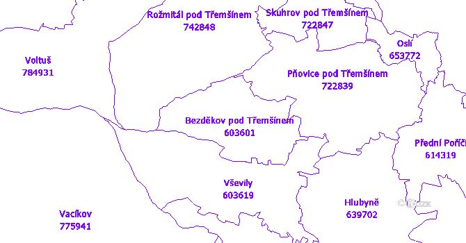 Katastrální mapa Bezděkov pod Třemšínem