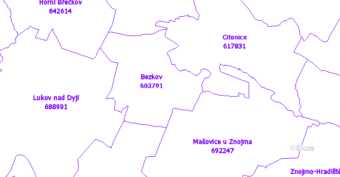 Katastrální mapa Bezkov