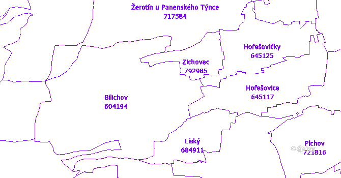 Katastrální mapa Bílichov