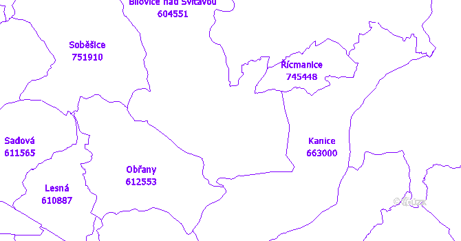 Katastrální mapa Bílovice nad Svitavou