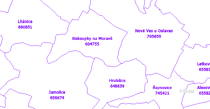 Katastrální mapa Biskoupky