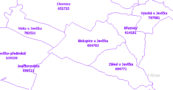 Katastrální mapa Biskupice