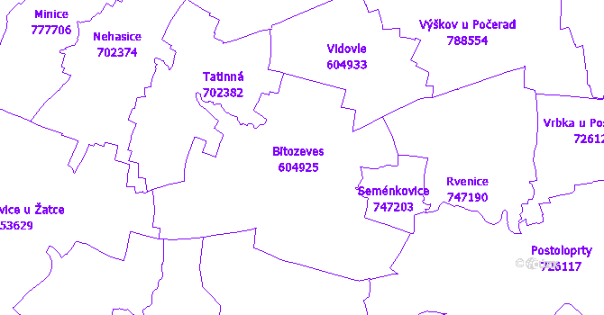 Katastrální mapa Bitozeves