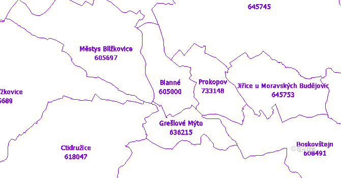 Katastrální mapa Blanné