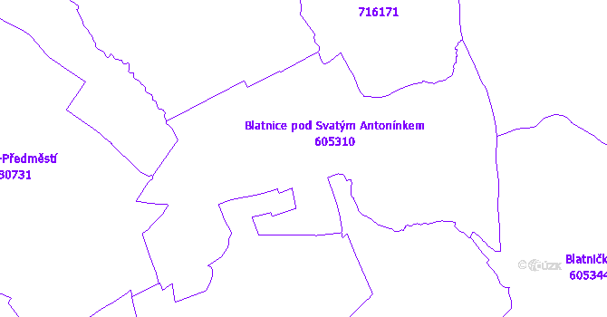 Katastrální mapa Blatnice pod Svatým Antonínkem