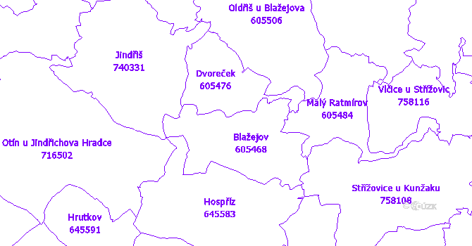 Katastrální mapa Blažejov
