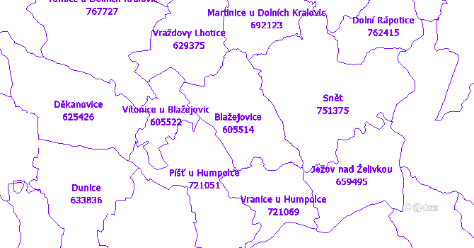 Katastrální mapa Blažejovice