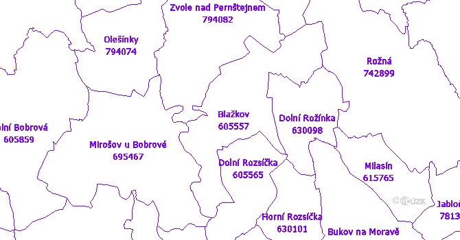 Katastrální mapa Blažkov