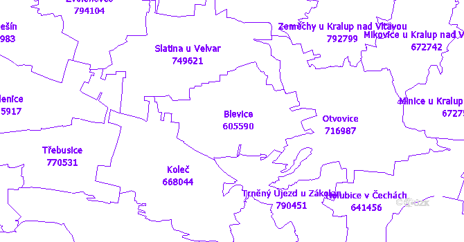 Katastrální mapa Blevice