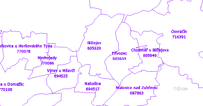Katastrální mapa Blížejov