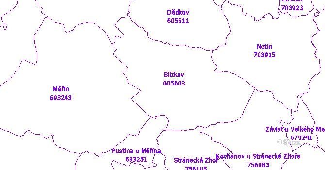 Katastrální mapa Blízkov