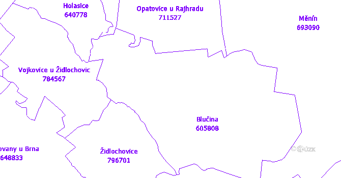 Katastrální mapa Blučina