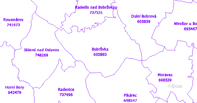 Katastrální mapa Bobrůvka