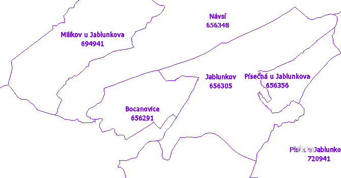 Katastrální mapa Bocanovice