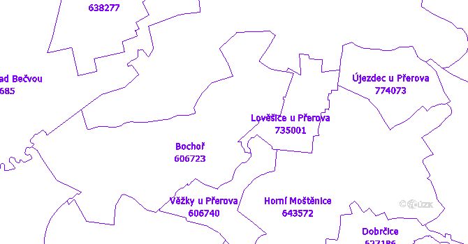 Katastrální mapa Bochoř