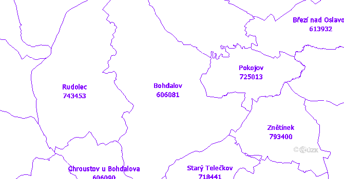 Katastrální mapa Bohdalov
