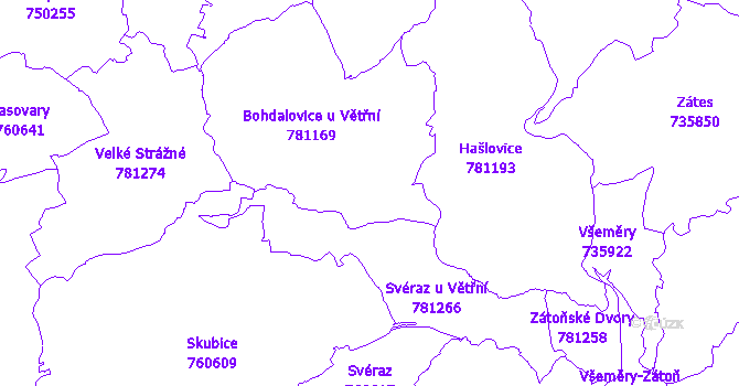 Katastrální mapa Bohdalovice