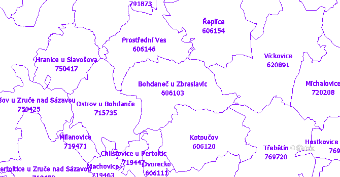 Katastrální mapa Bohdaneč