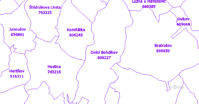 Katastrální mapa Bohdíkov