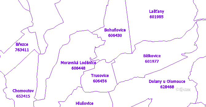 Katastrální mapa Bohuňovice
