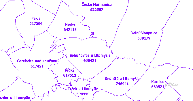 Katastrální mapa Bohuňovice
