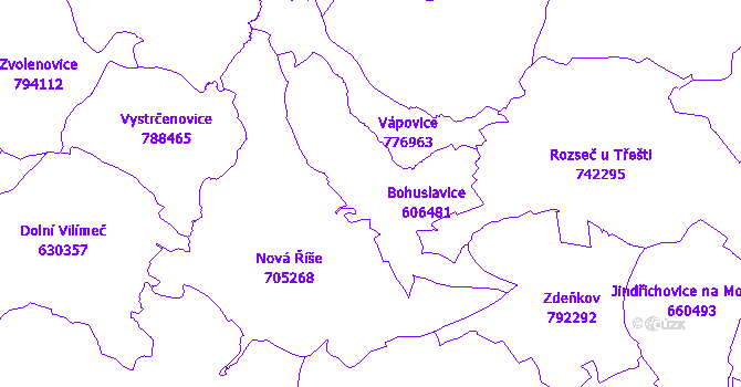 Katastrální mapa Bohuslavice