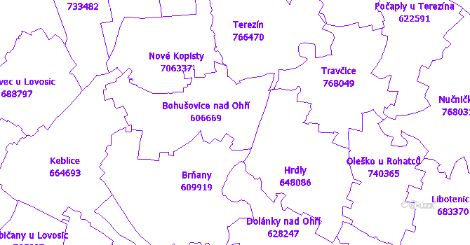 Katastrální mapa Bohušovice nad Ohří